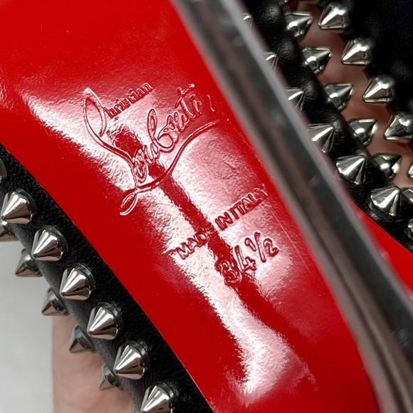 Christian Louboutin Dorispiky 100 Spike Studded Stiletto Pumps Heels Black 34.5 - Picture 11 of 16